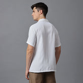 Men’s White Camp Collar Short Sleeve Shirt